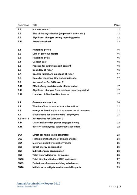 Annual Sustainability Report 2010 - Parsons Brinckerhoff