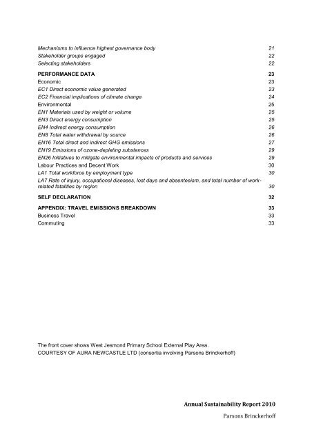 Annual Sustainability Report 2010 - Parsons Brinckerhoff