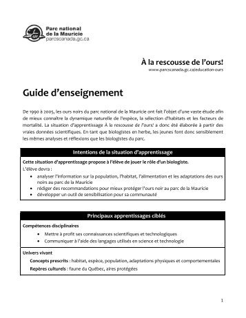 Guide d'enseignement - Version PDF (124 ko) - Parcs Canada