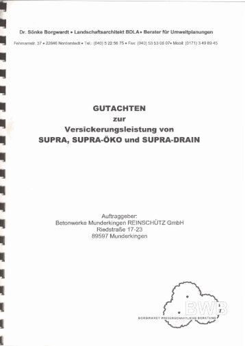 GUTACHTEN zur Versickerungsleistung von SUPRA ... - Diephaus