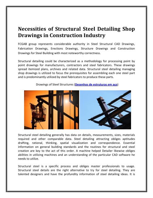 Necessities of Structural Steel Detailing Shop Drawings in Construction Industry
