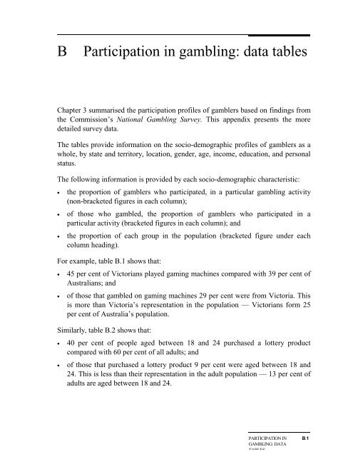 Australia's Gambling Industries - Productivity Commission