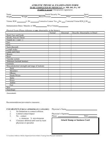 annual physical forms