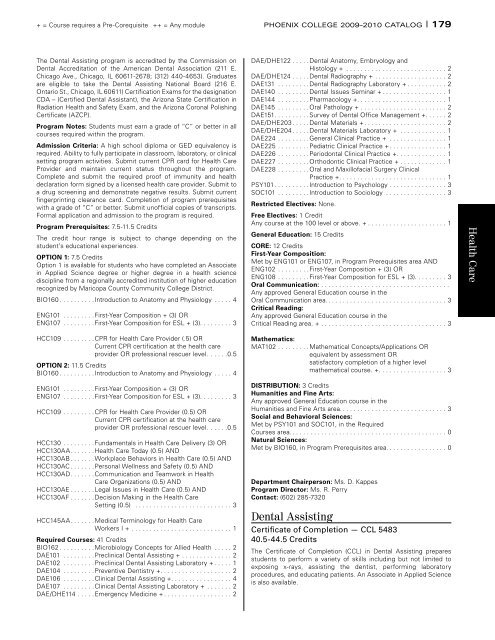 Phoenix College Catalog 2009-10