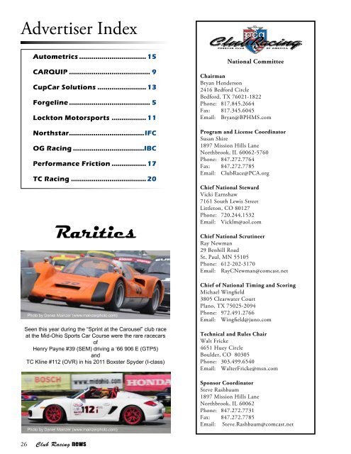 PCA Club Racing Newsletter - Porsche Club of America