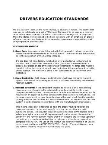 DRIVERS EDUCATION STANDARDS