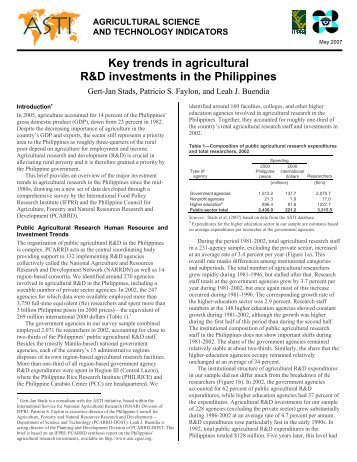 Key trends in agricultural R&D investments in the Philippines