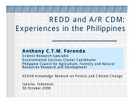 REDD and A/R CDM: Experiences in the Philippines p pp - pcaarrd