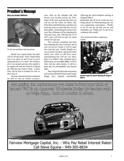 APRIL 2012 In this issue... Featured Members John & Christina Ortiz ...