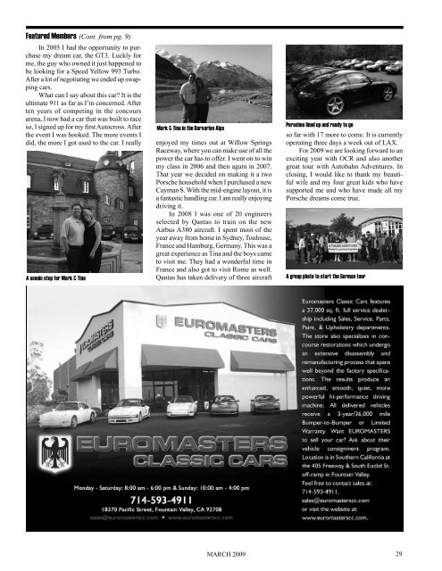 March 2009 In this issue... • Featured Members Mark - PCA - Orange ...