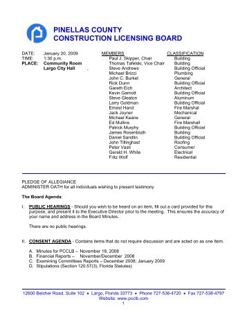 PINELLAS COUNTY CONSTRUCTION LICENSING BOARD