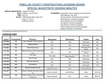 June 25, 2013 Meeting Minutes - Pinellas County Construction ...