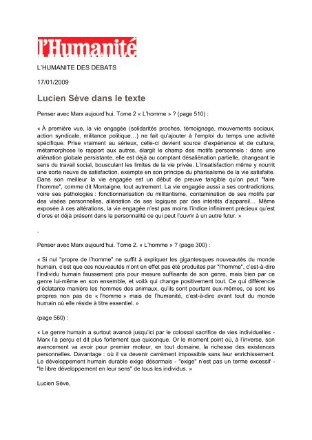 Lucien SÃ¨ve dans le texte - PCF Bassin d'Arcachon