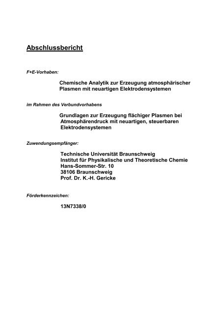 AbschluÃbericht - Institute for Physical and Theoretical Chemistry ...