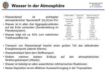 Wasser und Wolken in der AtmosphÃ¤re