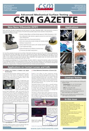 CSM GAZETTE - CSM Instruments