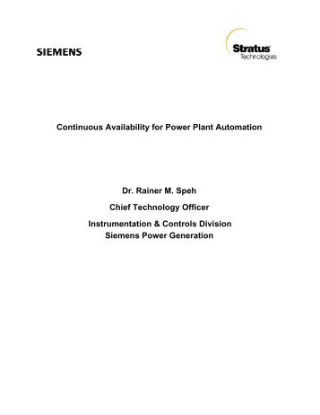 Read Siemens Power Plant Automation whitepaper (PDF) - Stratus ...