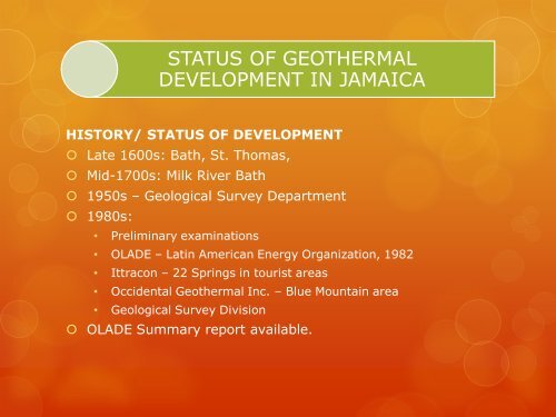 Geothermal Potential of Jamaica