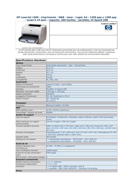 HP LaserJet 1300 - Imprimante - N&amp;B - laser - Legal, A4 ... - Pcprice