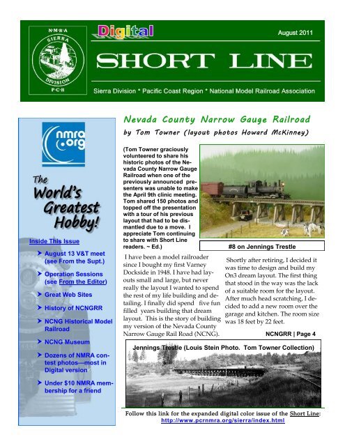 Nevada County Narrow Gauge Railroad Pacific Coast Region Of
