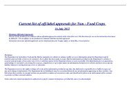 Current list of off-label approvals for Non - Food Crops