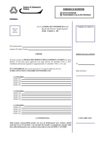 Domanda iscrizione Ruolo periti esperti.pdf - Camera di Commercio ...