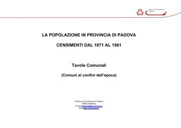 tavole - popolazione 1871-1961 - Camera di Commercio di Padova