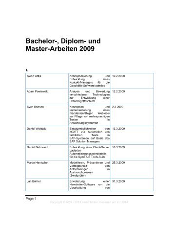 Bachelor-, Diplom- und Master-Arbeiten 2009