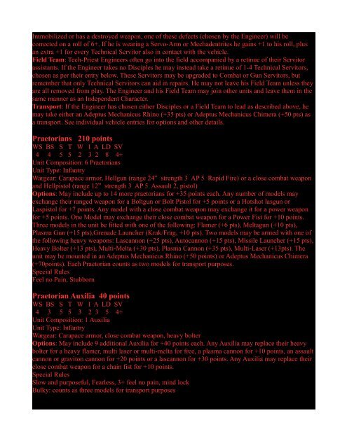 Adeptus Mechanicus Great Crusade Rule set - PDF Archive