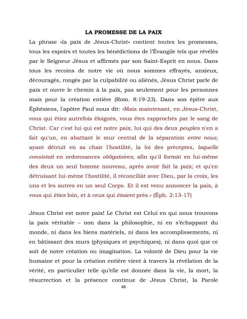 La paix de Jésus-Christ