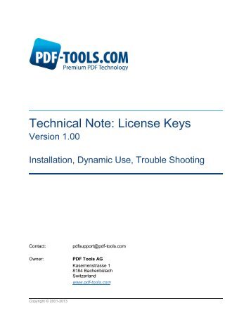 Technical Note: License Keys - PDF Tools AG