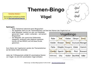 Themen-Bingo - Aktivierungen, ellhol GmbH