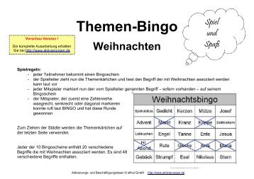 Themen-Bingo - Aktivierungen, ellhol GmbH