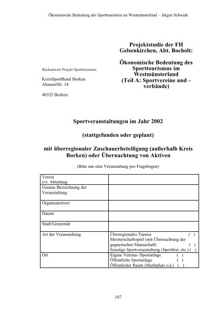 Ökonomische Bedeutung des Sporttourismus im Westmünsterland