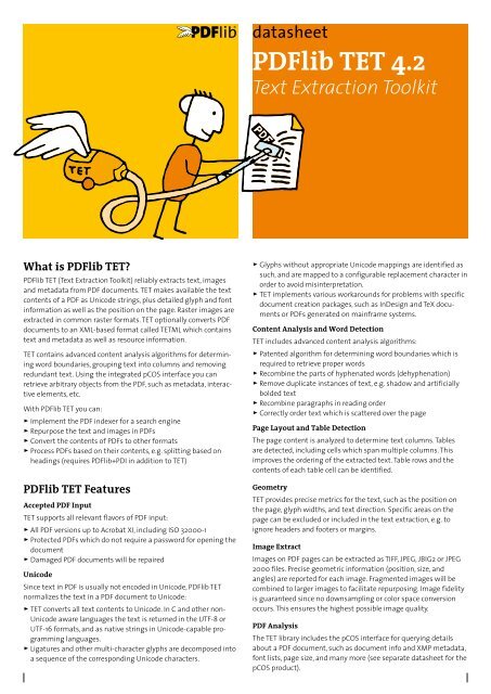 PDFlib TET datasheet