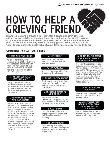 HOW TO HELP A GRIEVING FRIEND - University Health Services