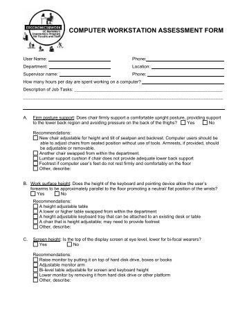 COMPUTER WORKSTATION ASSESSMENT FORM