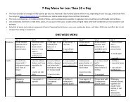 7-day menu for less than $5 a day (PDF)