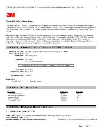 Material Safety Data Sheet SECTION 1: PRODUCT AND COMPANY ...