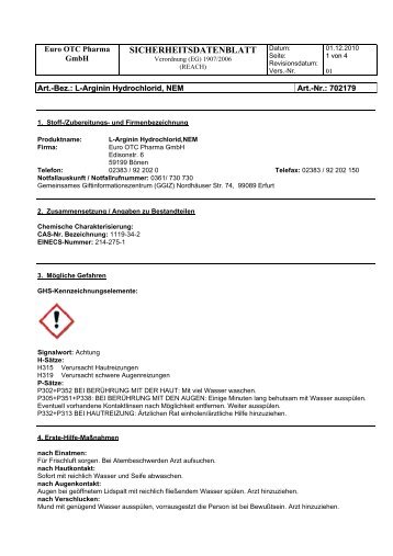 SICHERHEITSDATENBLATT - Euro OTC Pharma Gmbh