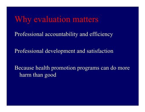 Evaluating Health Promotion - Capital Health