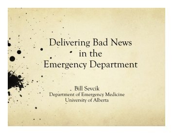 Delivering Bad News in the Emergency Department - Capital Health