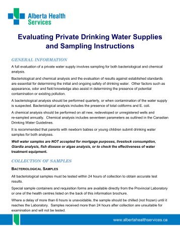 Evaluating Private Drinking water Supplies and ... - Capital Health