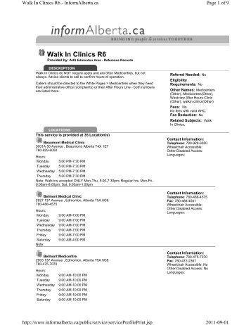 Walk In Clinics R6 - Capital Health