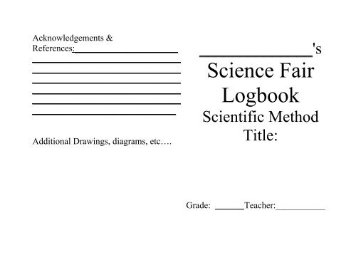 Science Fair Logbook