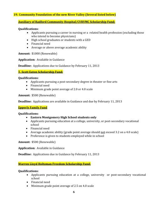 Scholarship Memo - Montgomery County Public Schools