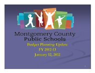 Presentation to the School Board - Montgomery County Public Schools