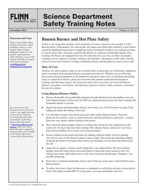 Bunsen Burner And Hot Plate Safety