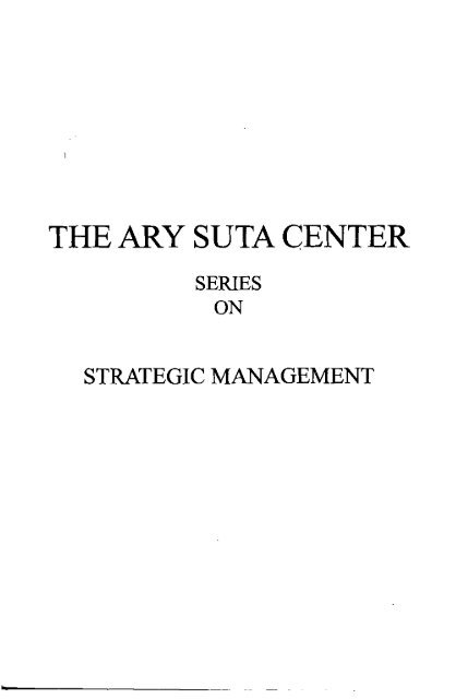 The Ary Suta Center Series on Strategic Management - PDII â LIPI