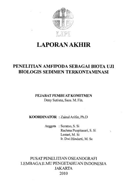 Penelitian amfipoda sebagai biota uji biologis sedimen ... - PDII â LIPI